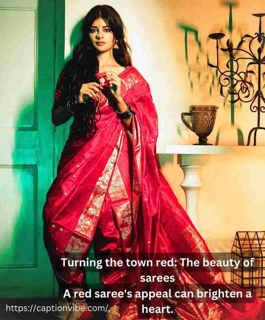  Red Saree Caption for Pictures